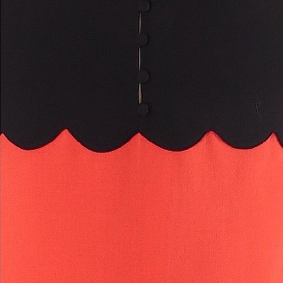 New Victoria Beckham coral/black scalloped dress with ruffle bottom - Picture 4 of 15